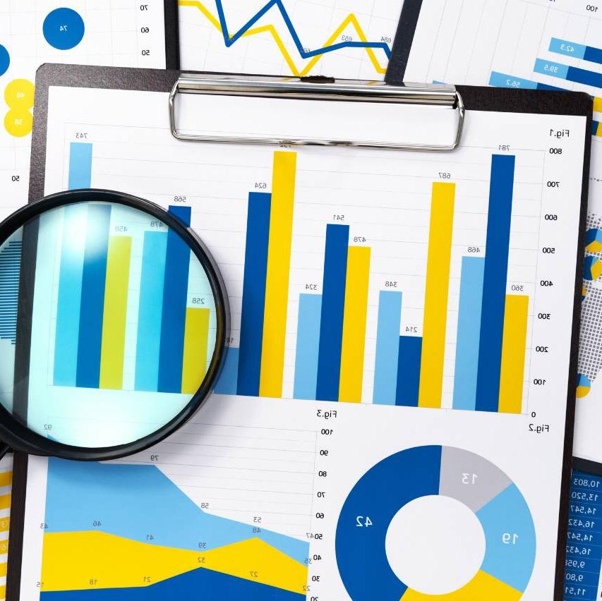 A collage of graphs on clipboards